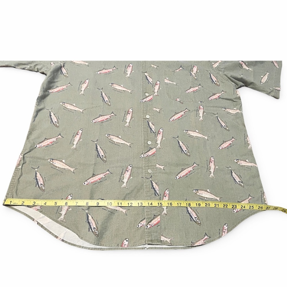 Britches Great Outdoors 90s Vintage Fish Print Button Down Shirt XL - Picture 5 of 13